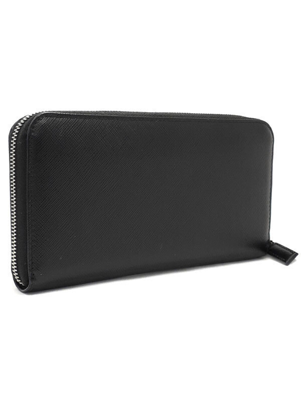 Prada Wallet Round Zipper Around Long Saffiano Leather Zip Black